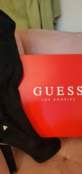 GUESS black suede over the knee boots - Picture 2 of 4